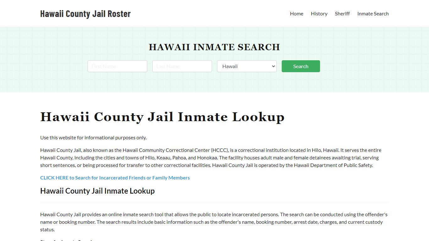 Hawaii County Jail Roster Lookup, HI, Inmate Search