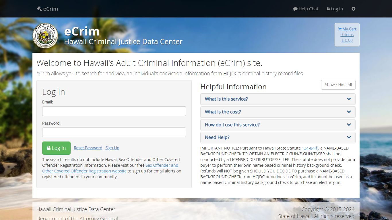 eCrim | Hawaii's Adult Criminal Information - Hawaii Criminal Justice ...